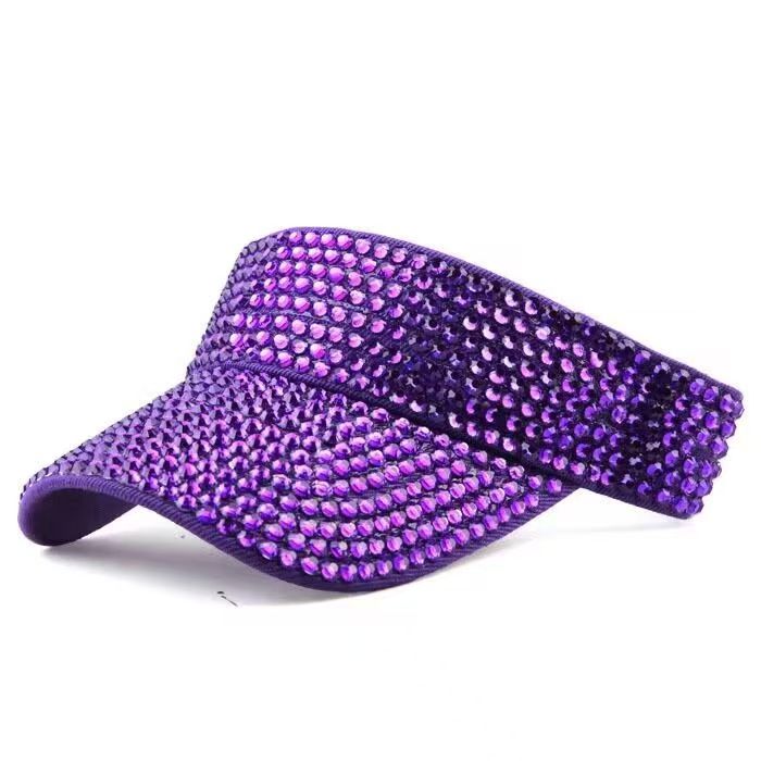 Rhinestones Sport Sun Visor Adjustable Summer Cap Visor Caps for Women Pink(107)